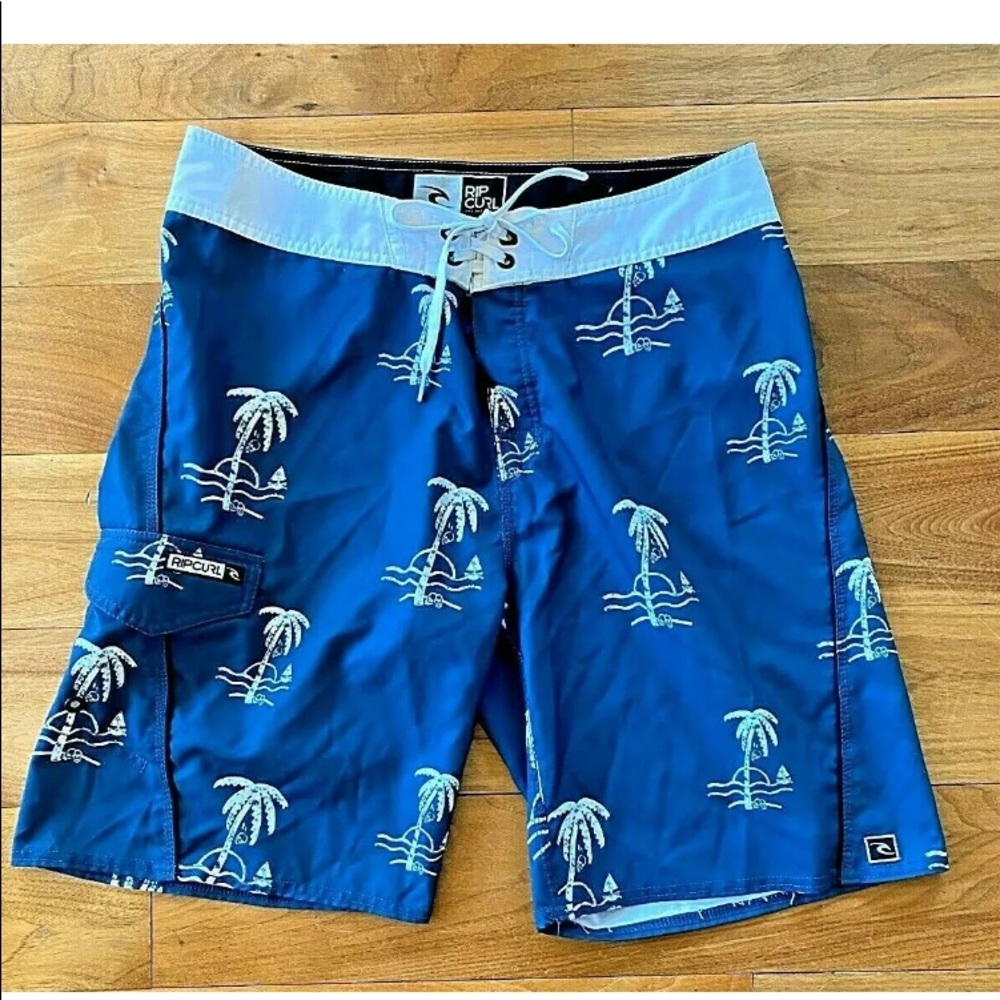 Rip Curl Size 32 Board Shorts Swim 9.5" Blue Palm